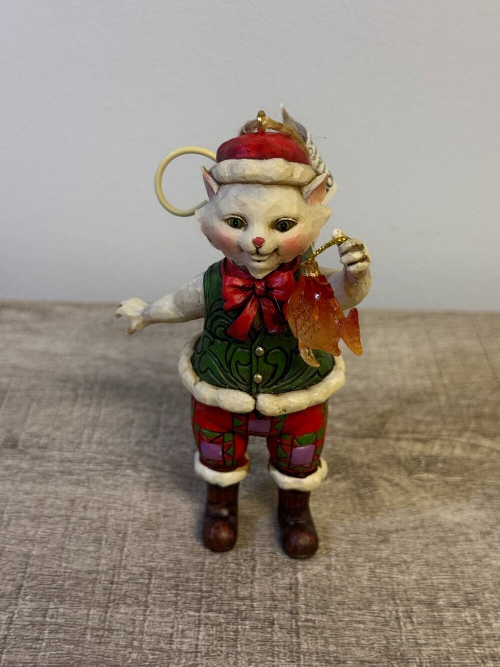 Jim Shore Christmas Cat with Fish Hanging Ornament 4027756